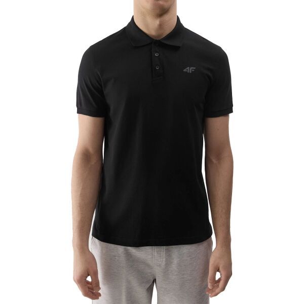 4F 4F POLO SHIRT M Мъжка тениска с яка, черно, размер