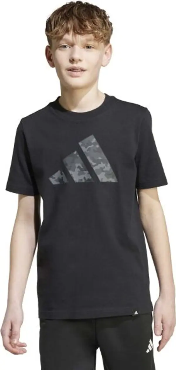adidas adidas CAMO LOGO TEE Тениска за момчета, черно, размер