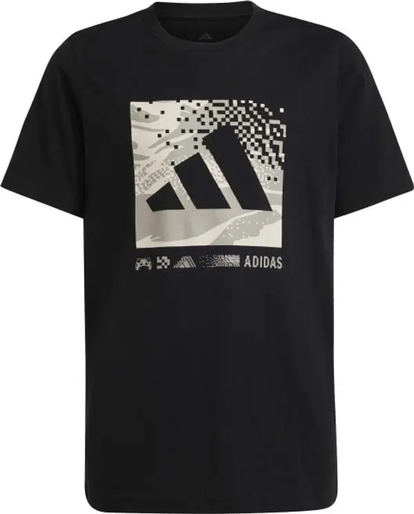 adidas adidas CAMO LOGO TEE Тениска за момчета, черно, размер