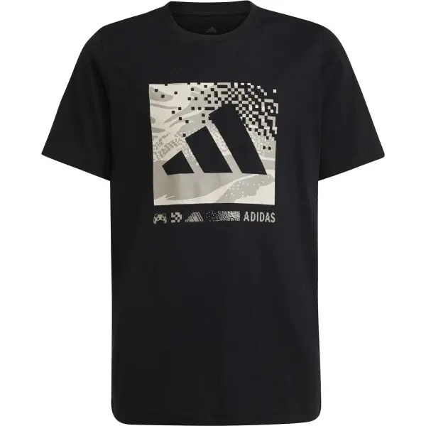 adidas adidas CAMO LOGO TEE Тениска за момчета, черно, размер