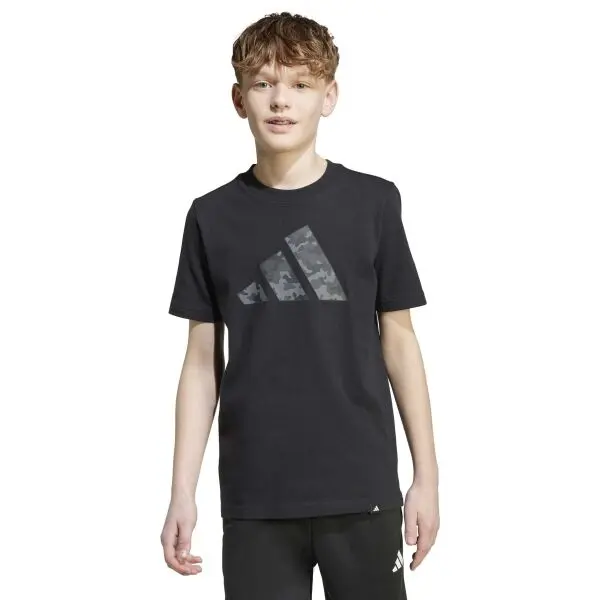 adidas adidas CAMO LOGO TEE Тениска за момчета, черно, размер