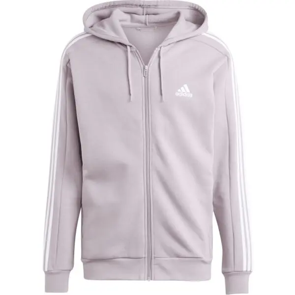 Adidas adidas ESSENTIALS FLEECE 3-STRIPES FULL-ZIP HOODIE Мъжки суитшърт, розово, размер XXL