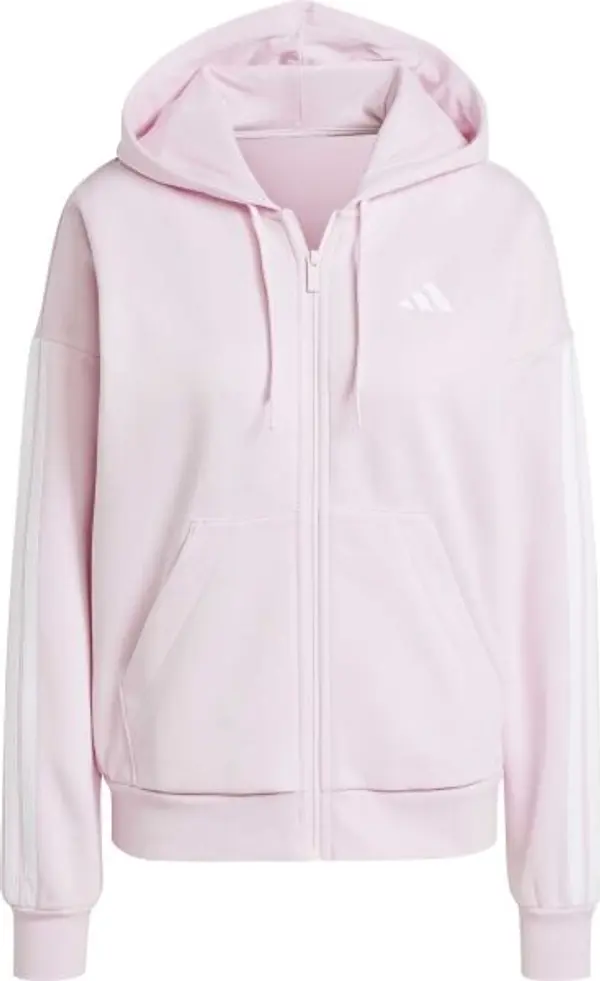 adidas adidas ESSENTIALS FLEECE 3-STRIPES FULL-ZIP HOODIE W Дамски суитшърт, розово, размер
