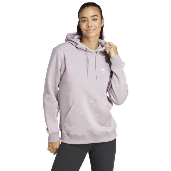 adidas adidas ESSENTIALS MONOGRAM REGULAR FLEECE GRAPHIC HOODIE Дамски суитшърт, лилаво, размер