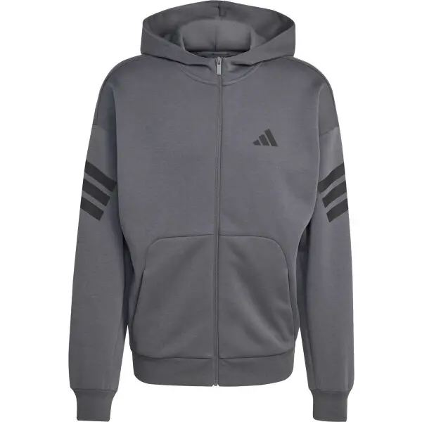 adidas adidas FI 3 STRIPES FULL ZIP HOODED M Мъжки суитшърт, тъмносиво, размер
