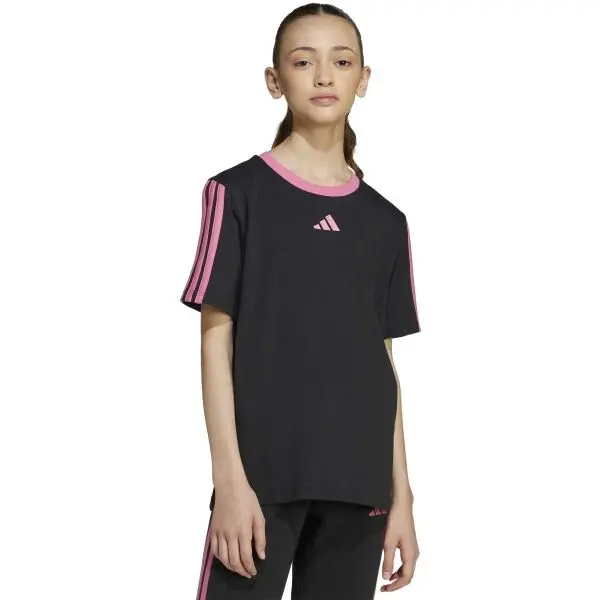 Adidas adidas JG 3-STRIPES BF TEE Тениска за момичета, черно, размер