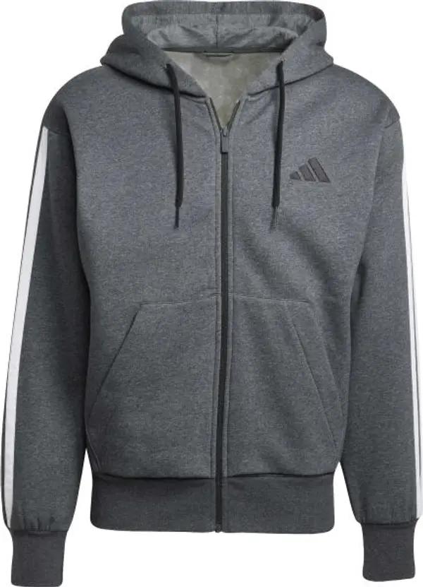 adidas adidas M 3 STRIPES FL FZ HD Мъжки суитшърт, тъмносиво, размер
