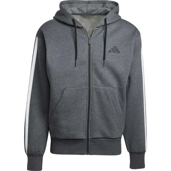 Adidas adidas M 3 STRIPES FL FZ HD Мъжки суитшърт, тъмносиво, размер