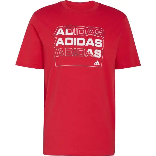 adidas adidas MULTI LINEAR TEE M Мъжка тениска, червено, размер