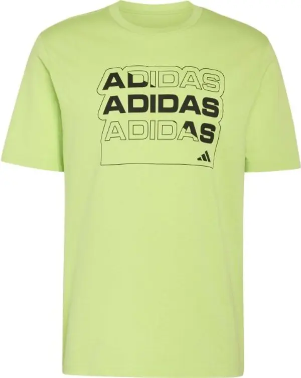 adidas adidas MULTI LINEAR TEE M Мъжка тениска, светло-зелено, размер