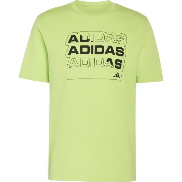 adidas adidas MULTI LINEAR TEE M Мъжка тениска, светло-зелено, размер