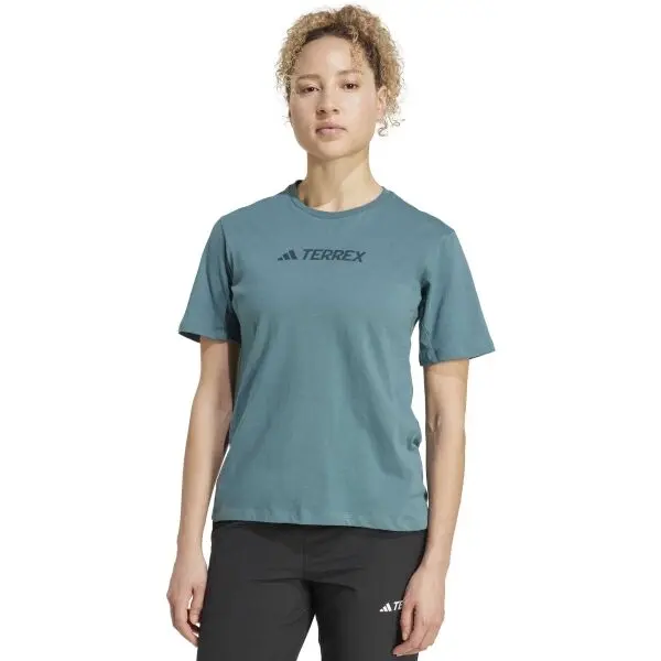 Adidas adidas TERREX TEE Мъжка тениска за туризъм, тъмнозелено, размер