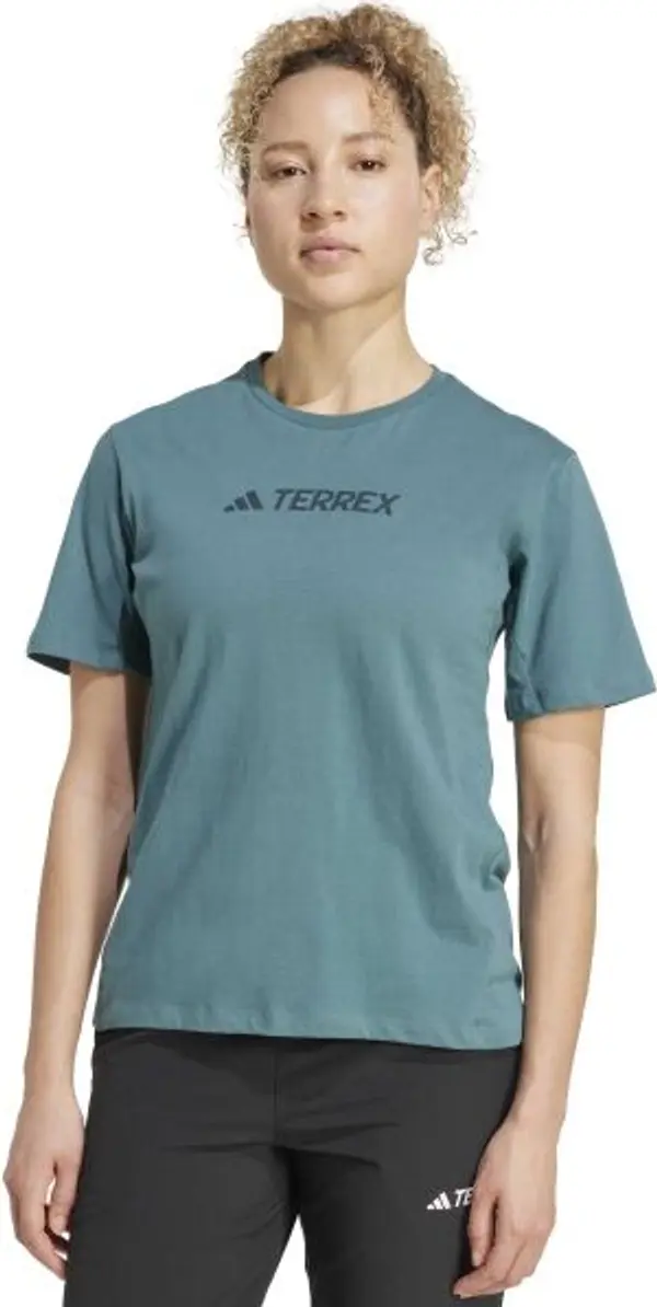 adidas adidas TERREX TEE Мъжка тениска за туризъм, тъмнозелено, размер