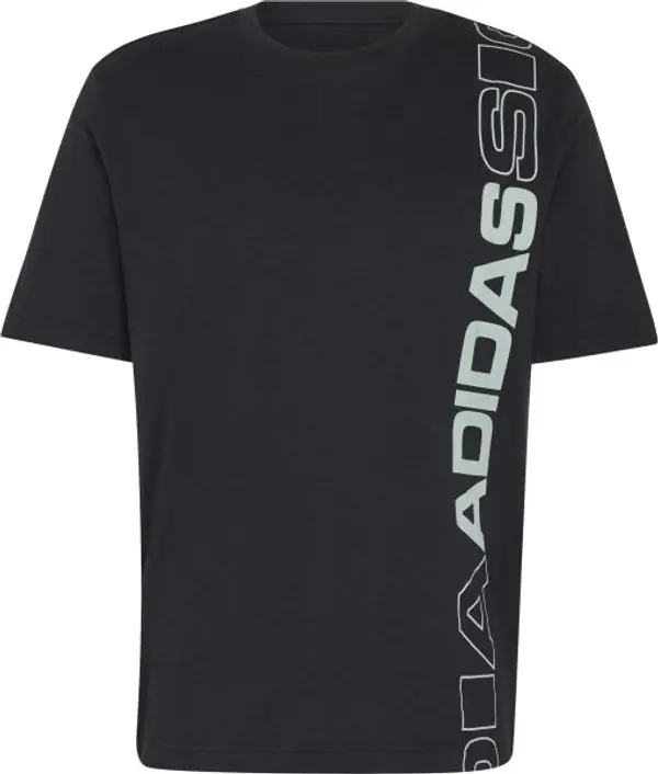 Adidas adidas VERTICAL LINEAR LOGO GRAPHIC T-SHIRT Мъжка тениска, черно, размер