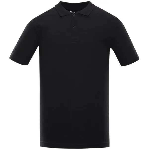 ALPINE PRO ALPINE PRO GERBE Унисекс тениска с яка и копчета, черно, размер