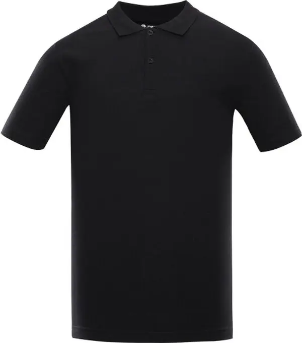 ALPINE PRO ALPINE PRO GERBE Унисекс тениска с яка и копчета, черно, размер