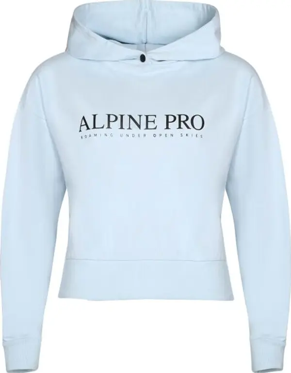 ALPINE PRO ALPINE PRO JEFEWA Дамски памучен суитшърт с качулка, светлосиньо, размер