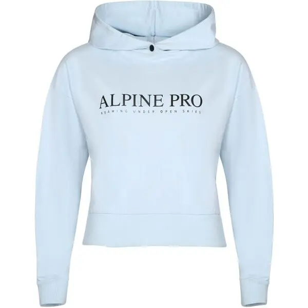 ALPINE PRO ALPINE PRO JEFEWA Дамски памучен суитшърт с качулка, светлосиньо, размер