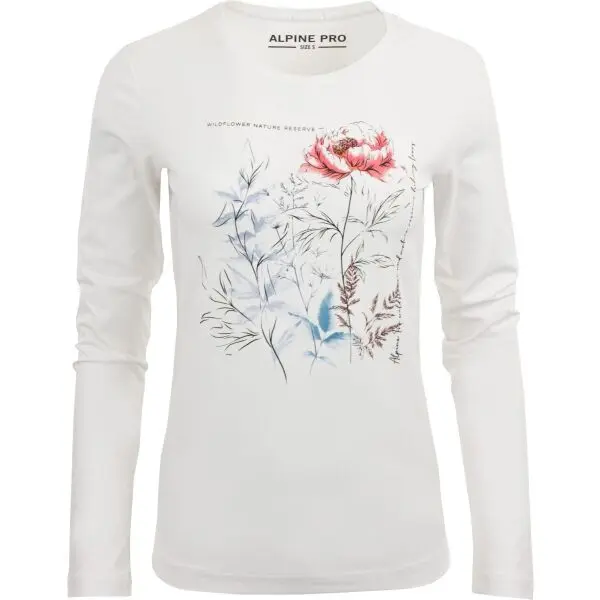 ALPINE PRO ALPINE PRO SFERA Дамска тениска с дълги ръкави, бяло, размер