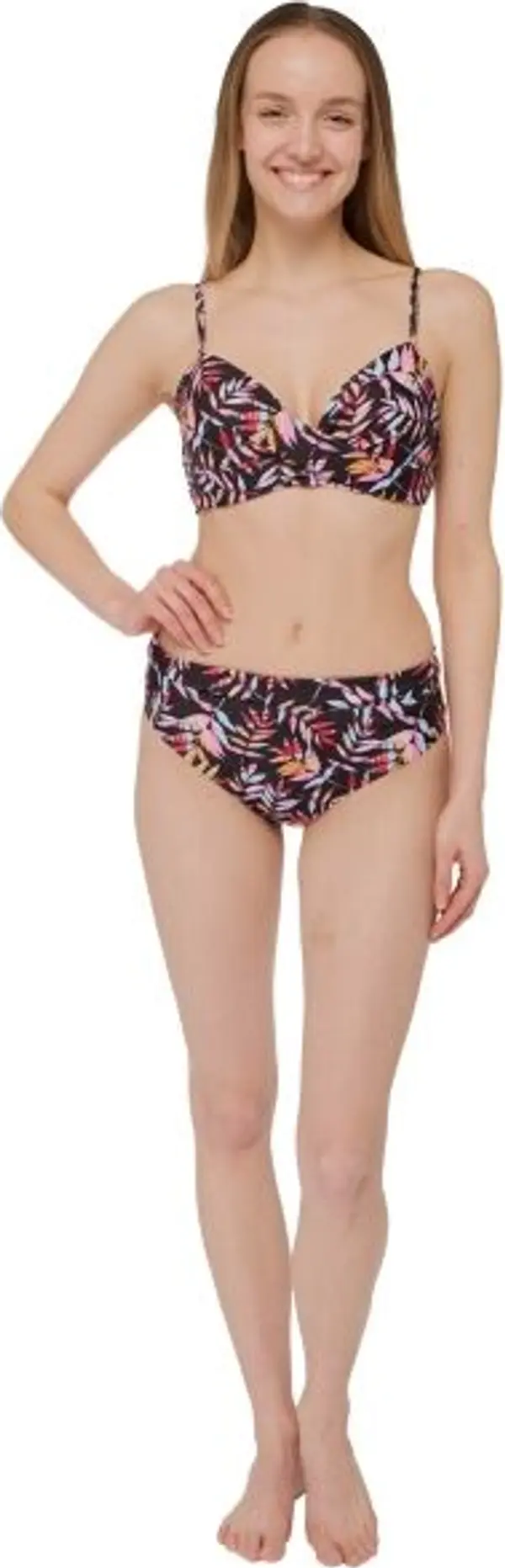 AQUOS AQUOS SWIMMING DRESS Дамски двуцветни бански, черно, размер