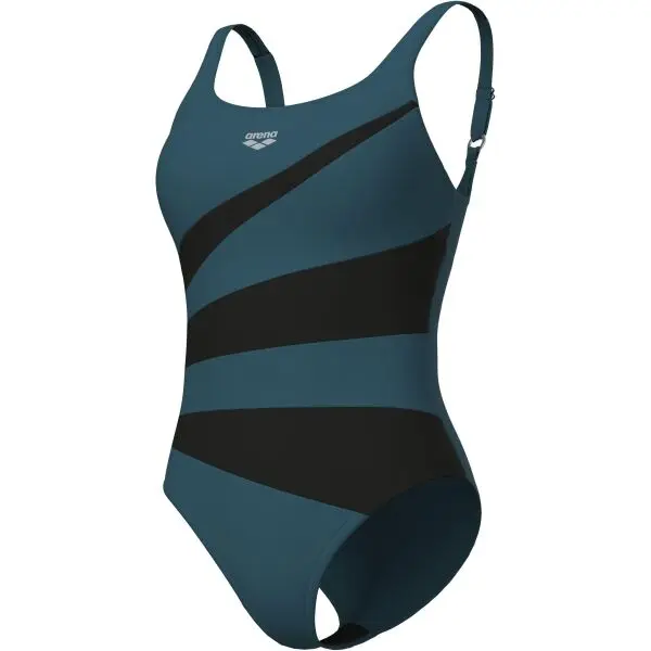 Arena Arena ISABELLA SWIMSUIT WING BACK Дамски бански, тъмносиво, размер