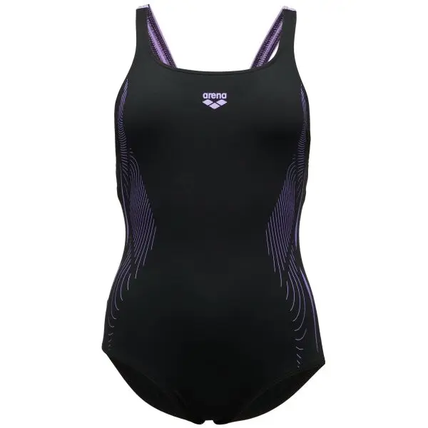 Arena Arena PRO BACK GRAPHIC LB Дамски цял бански костюм, черно, размер