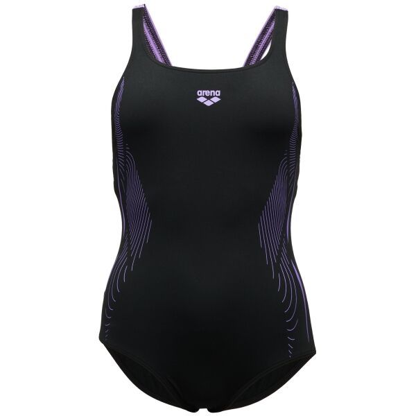 Arena Arena PRO BACK GRAPHIC LB Дамски цял бански костюм, черно, размер