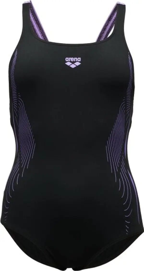 Arena Arena PRO BACK GRAPHIC LB Дамски цял бански костюм, черно, размер