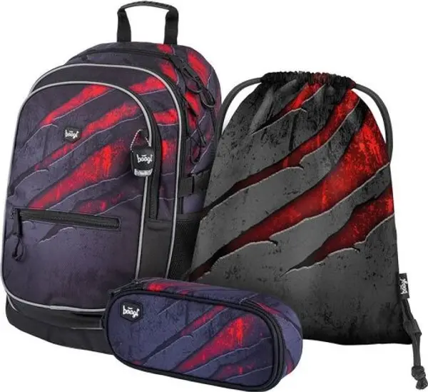 BAAGL BAAGL 3 SET CORE LÁVA Ученически комплект за момчета, тъмносиво, размер