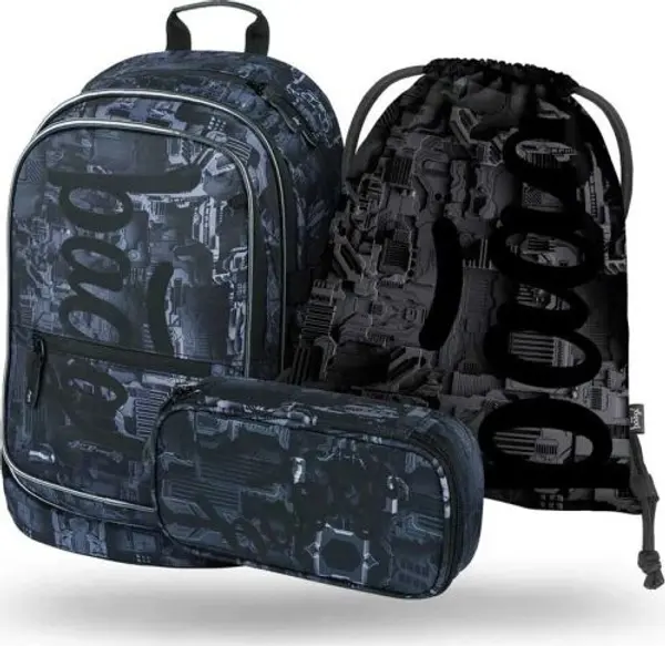 BAAGL BAAGL 3 SET CORE TECHNIC Ученически комплект, тъмносиво, размер