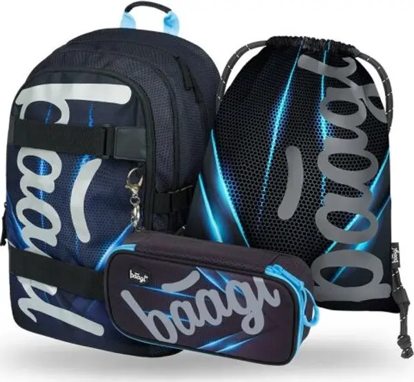 BAAGL BAAGL 3 SET SKATE BLUELIGHT Ученически комплект за момчета, черно, размер
