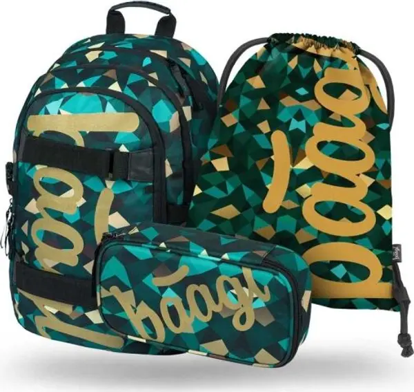 BAAGL BAAGL 3 SET SKATE POLYGON Ученически комплект, тъмнозелено, размер