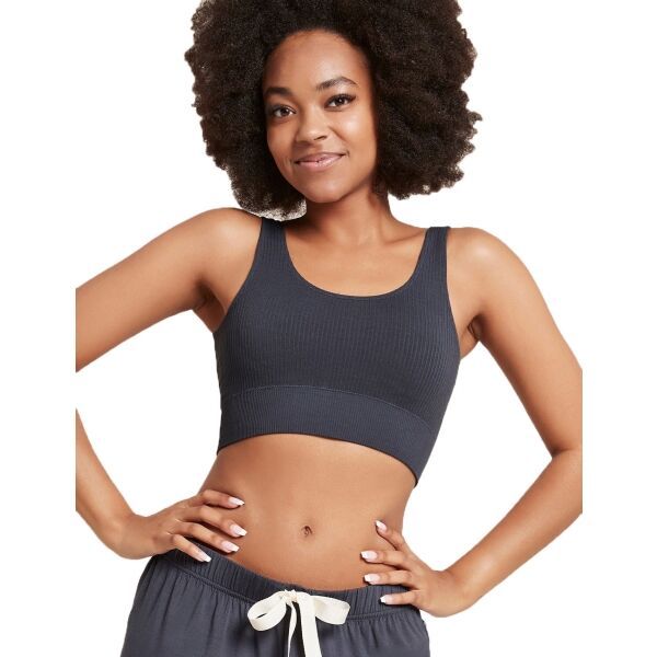 BOODY BOODY RIBBED SEAMLESS BRA Дамски спортен сутиен, тъмносиво, размер