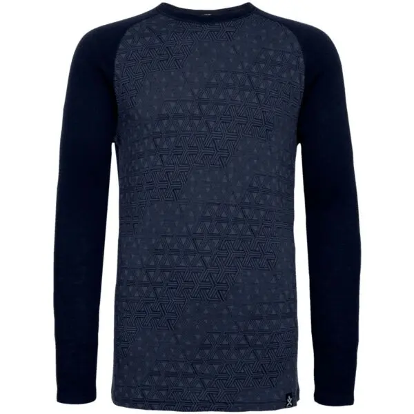 Bula Bula GEO MERINO WOOL CREW Мъжка блуза с дълъг ръкав, тъмносин, размер
