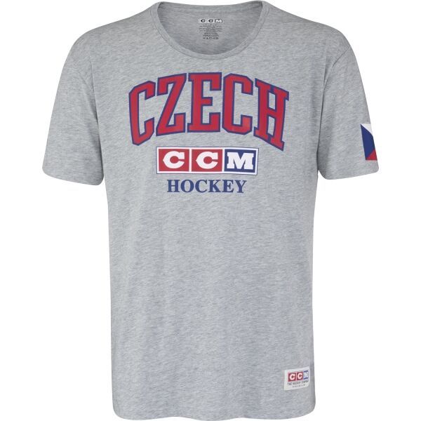 CCM CCM FLAG TEE TEAM CZECH Мъжка тениска, сиво, размер