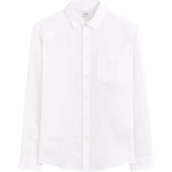 CELIO CELIO DAFLIX Мъжка ленена риза, бяло, размер