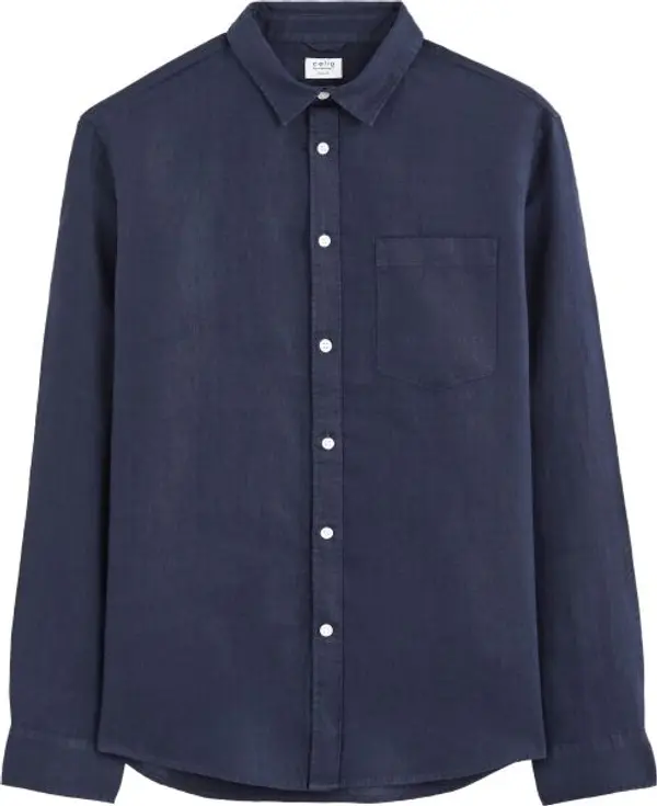 CELIO CELIO DAFLIX Мъжка ленена риза, тъмносин, размер