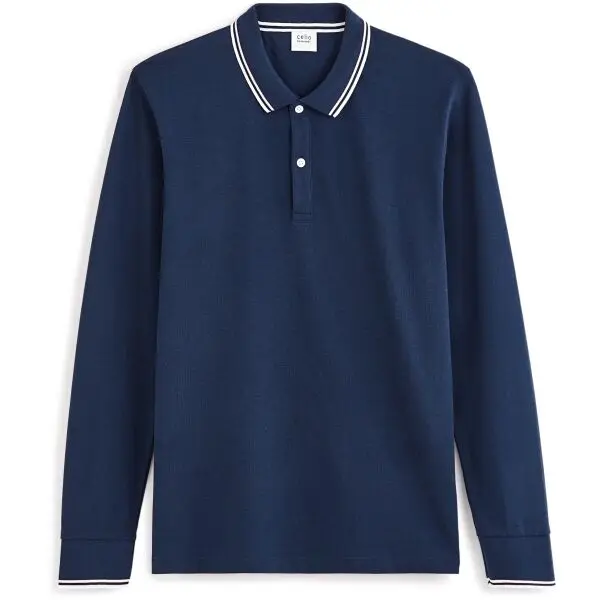 CELIO CELIO DECOLML Мъжка тениска с яка, тъмносин, размер