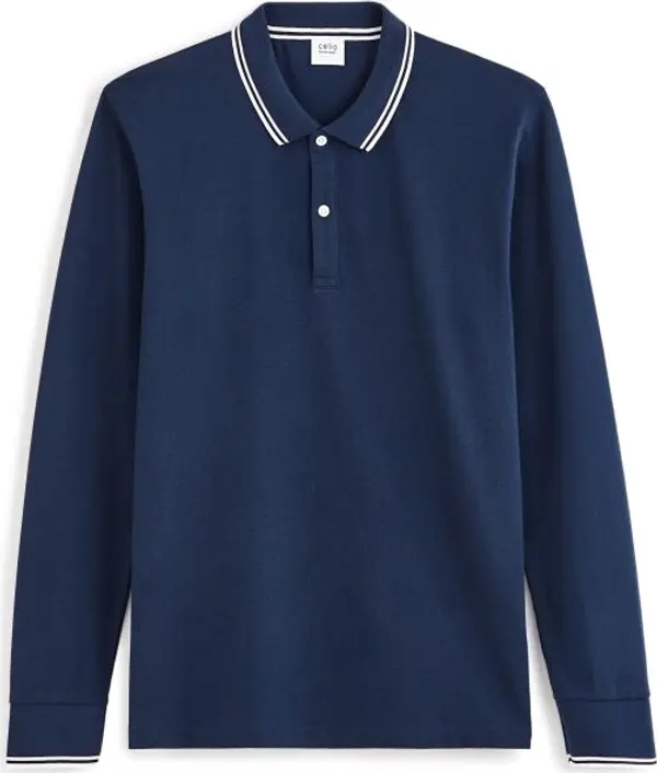 CELIO CELIO DECOLML Мъжка тениска с яка, тъмносин, размер