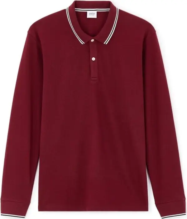 CELIO CELIO DECOLML Мъжка тениска с яка, винен, размер