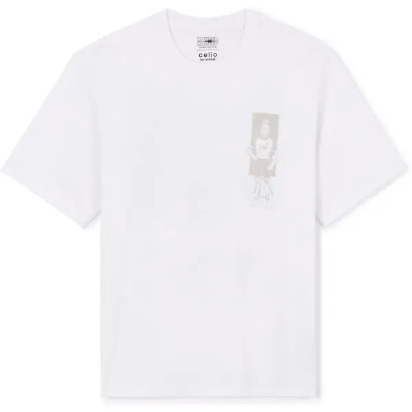 CELIO CELIO LLEHXH1 Мъжка памучна тениска, бяло, размер