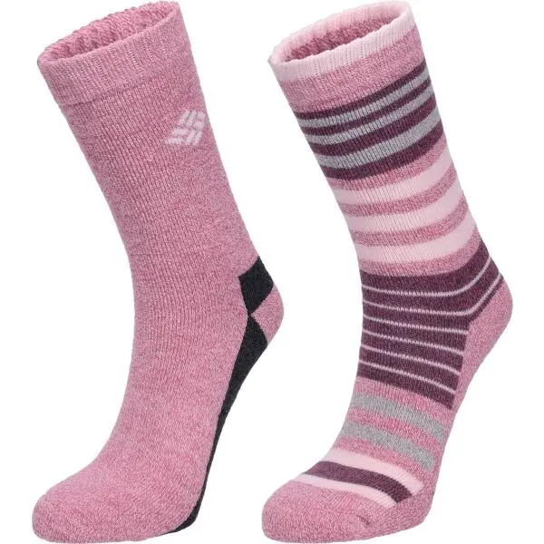 Columbia Columbia 2PP MOISTURE CONTROL STRIPE CREW Дамски чорапи, розово, размер