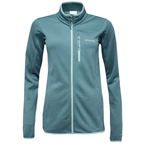 Columbia Columbia ESSENTIAL HIKE™ GRID FLEECE FULL ZIP Дамски поларен суитшърт, тъмнозелено, размер