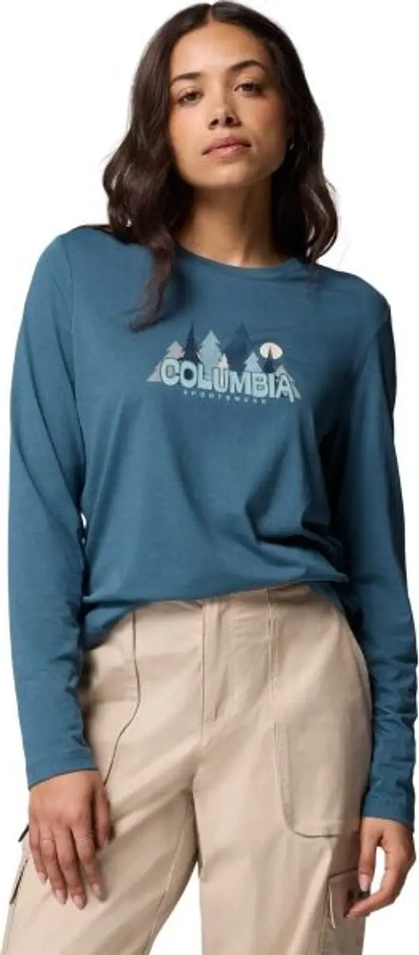 Columbia Columbia RUBY SPRINGS GRAPHIC LS TEE Дамска тениска, тюркоазено, размер