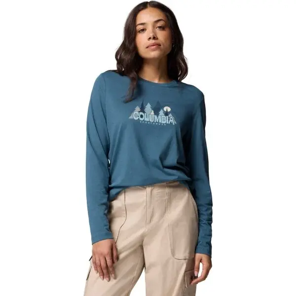 Columbia Columbia RUBY SPRINGS GRAPHIC LS TEE Дамска тениска, тюркоазено, размер