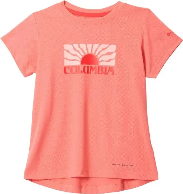 Columbia Columbia TECH TRAIL UTILITY SHORT SLEEVE GRAPHIC CREW Детска функционална тениска, цвят сьомга, размер