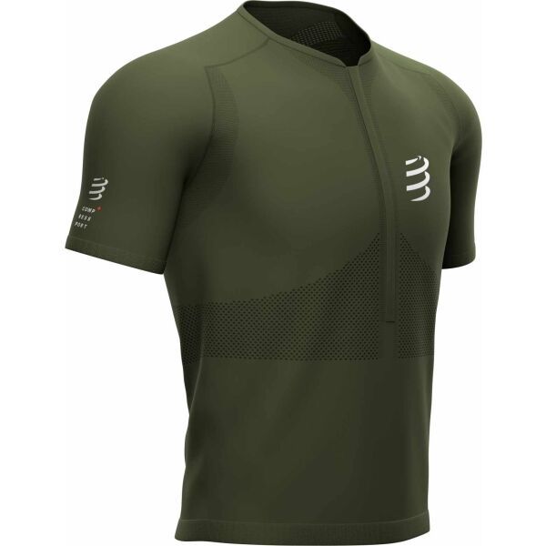 Compressport Compressport TRAIL HALF-ZIP FITTED SS TOP Мъжка фланелка за бягане, khaki, размер