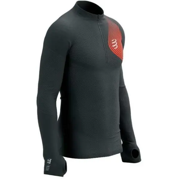 Compressport Compressport WINTER TRAIL POSTURAL LS TOP M Мъжка  фланелка за бягане с дълъг ръкав, тъмносиво, размер