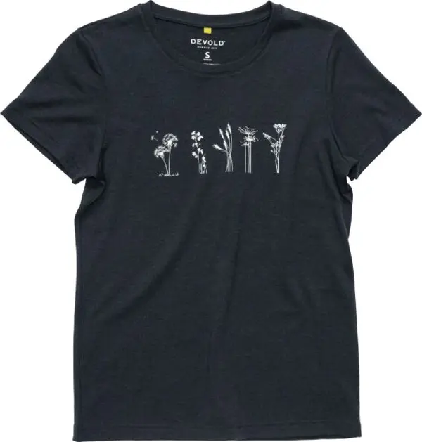 Devold Devold CLASSIC FLOWERS TEE WMN Дамска функционална тениска, черно, размер