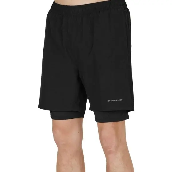 ENDURANCE ENDURANCE KROS M 2-IN-1 OVERSIZE Мъжки бегови шорти, черно, размер